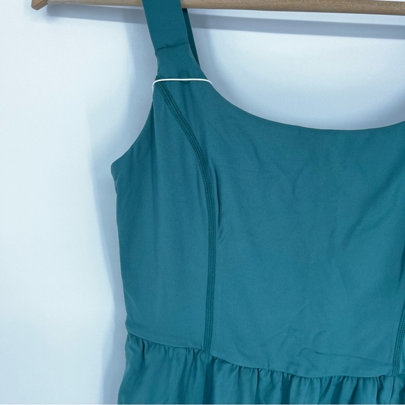 Halara SoftlyZero Airy Padded Midi Dress Blue Spruce Teal Green  - Size S - Picture 4 of 13